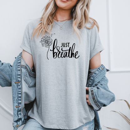 T-shirt just breathe, Chandail de Méditation- Chemise Positif et Inspirante pour le Yoga et le Bien-être Mental