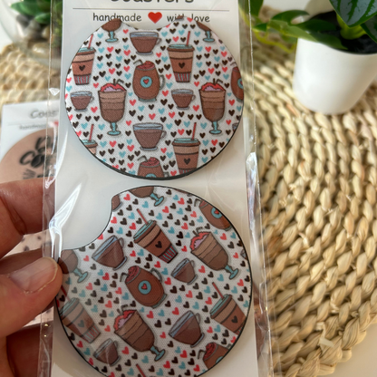 Sous-verres avec design café pour auto, accessoires pour porte-gobelets de voiture