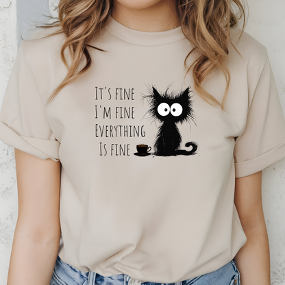 chandail drôle de chat noir à citation sarcastique, T-shirt humoristique