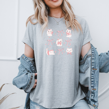 Pink Cats & Bows Graphic T-Shirt – Coquette Aesthetic