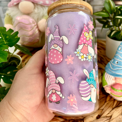 Verre à Café style Libbey can 16 oz de Pâques, design de gnomes, chats et lapin infirmière de pâques