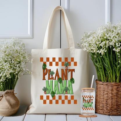 Plant Lover Tote Bag and Libbey Glass cup Set, Gift for Plant Mom