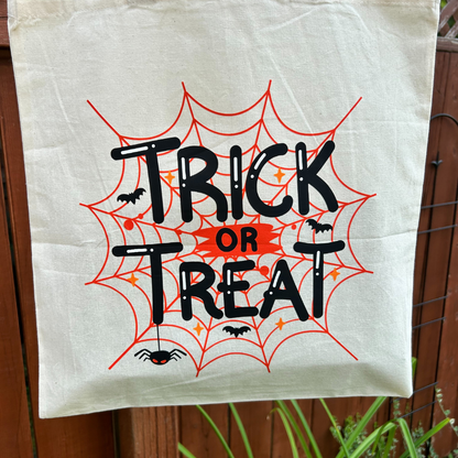Trick or Treat Spider Web Tote Bag