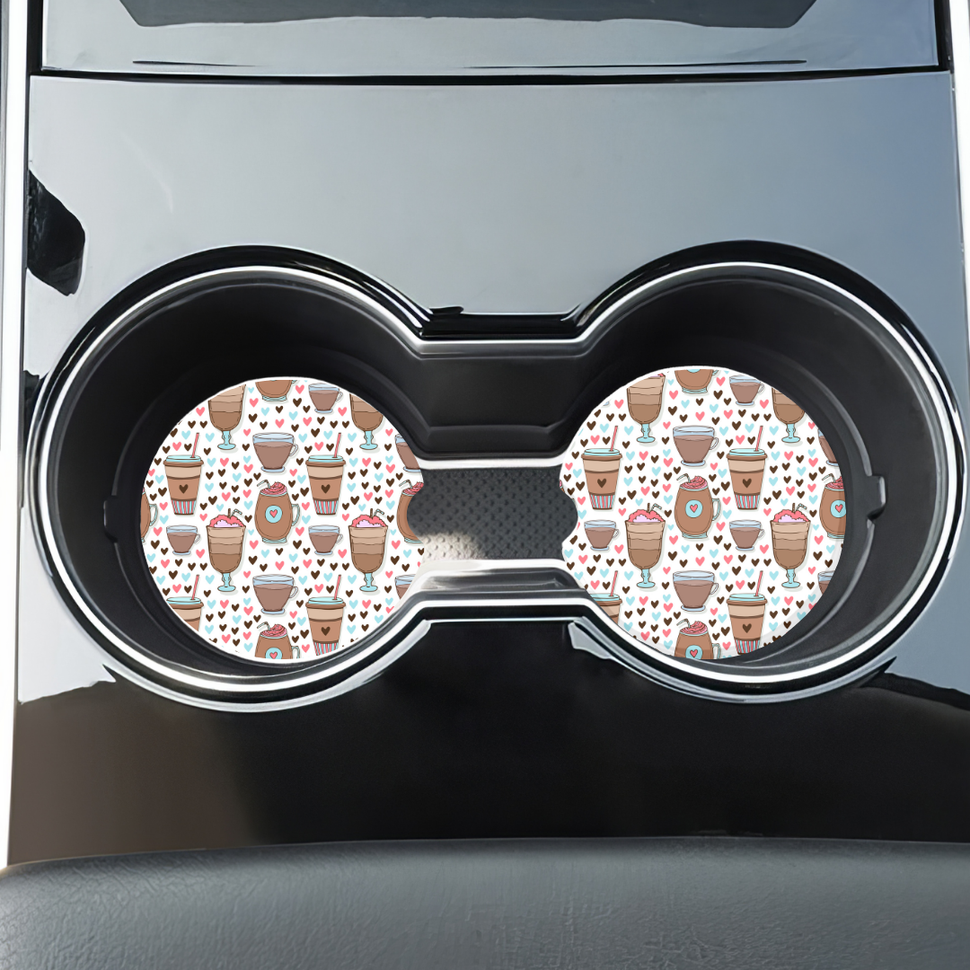 Coffee Design Car Coasters, Car Cup Holder Accessories