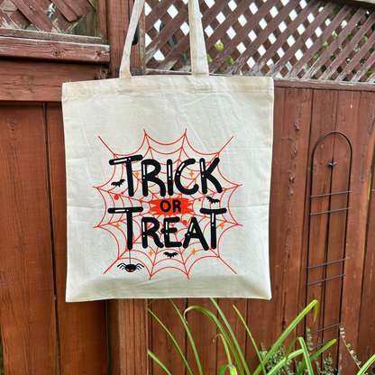 Trick or Treat Spider Web Tote Bag