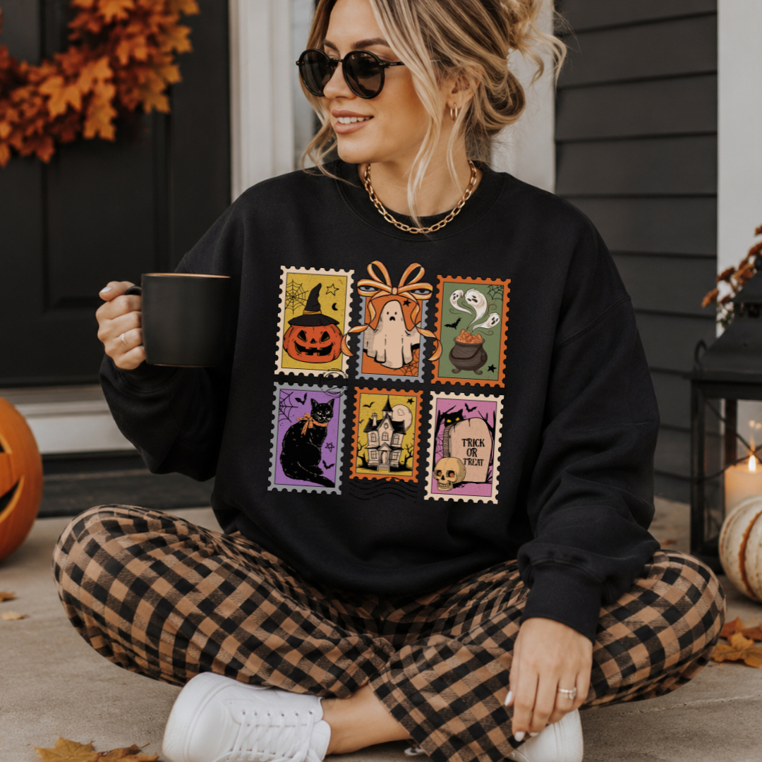 Chandail Timbres d'Halloween | Sweatshirt Vintage Spooky