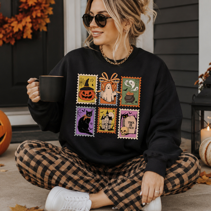 Chandail Timbres d'Halloween | Sweatshirt Vintage Spooky