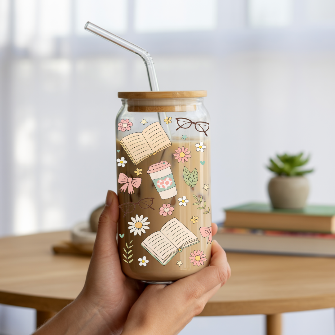 Verre à café glacé ''Lecture & café' 16 oz