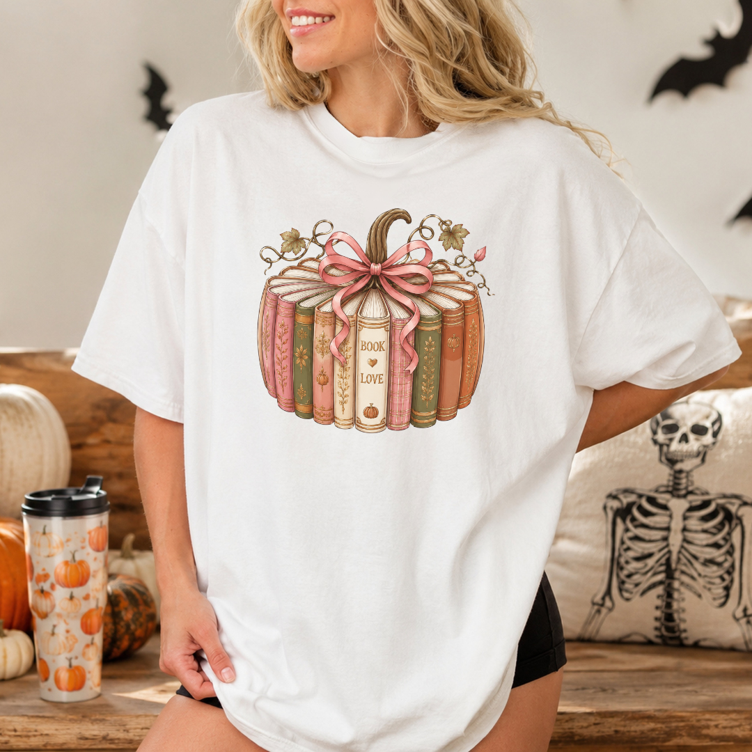 T-shirt "Livre Citrouille" | Chandail Halloween & Automne Lectrice