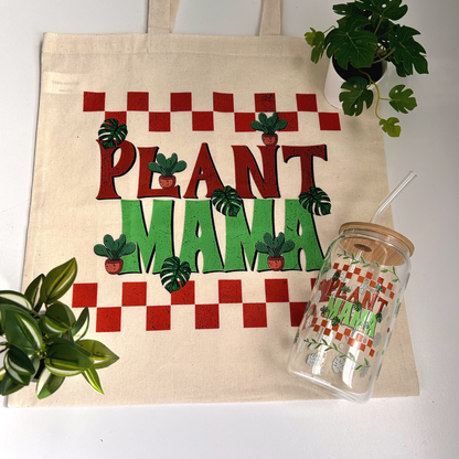 Plant Lover Tote Bag and Libbey Glass cup Set, Gift for Plant Mom