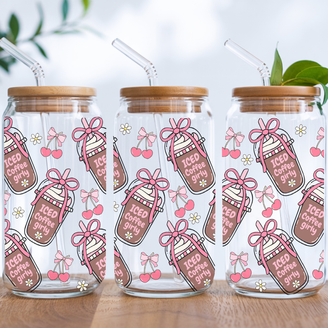Girly Iced Coffee 16 oz Glass