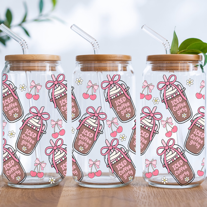Girly Iced Coffee 16 oz Glass
