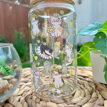 Verre à café glacé mignons chatons et fleurs, Cadeau pour amoureux des chats