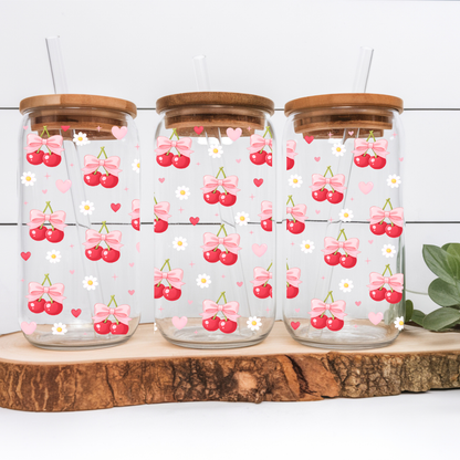 Verre à café glacé "Cerises Coquettes" 16 oz