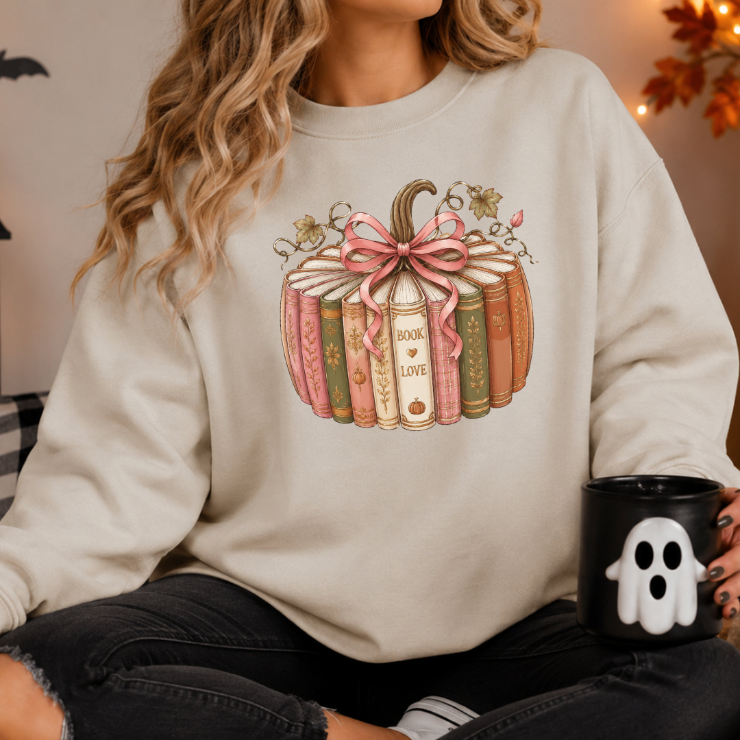 Sweatshirt ''Livres Citrouille'' | Chandail Halloween & Lecture