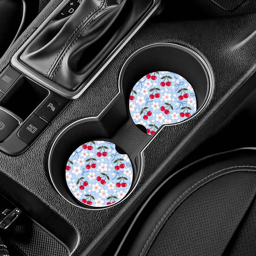Cherry Car Coasters - Set of 2