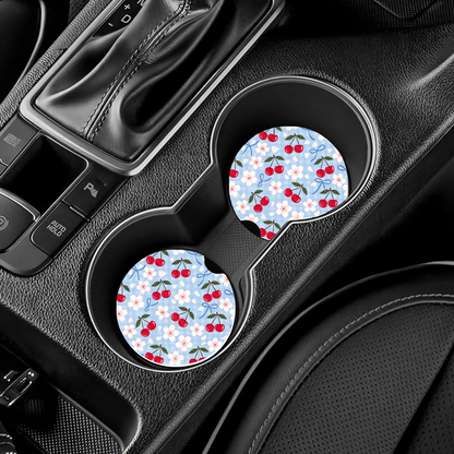 Cherry Car Coasters - Set of 2