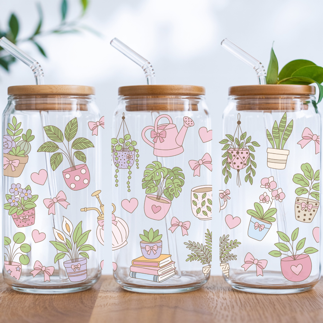 "Plant Lover" Iced Coffee Glass 16 oz