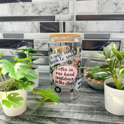 Motivational quote iced coffee mug, mental health mug, self love cup