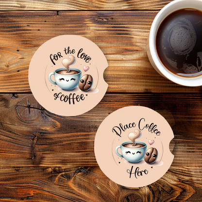 Sous-verres pour auto mignonne tasse café style Kawaii, Accessoire pour voiture
