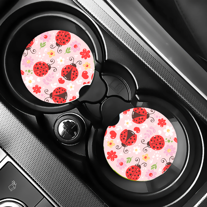 Duo de Sous-verres pour voiture - Motif coccinelles