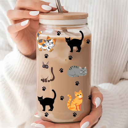 Iced Coffee Glass "Cats" (16 oz)