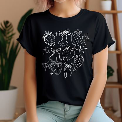 T-shirt fraises coquettes, Chandail fruits d'été