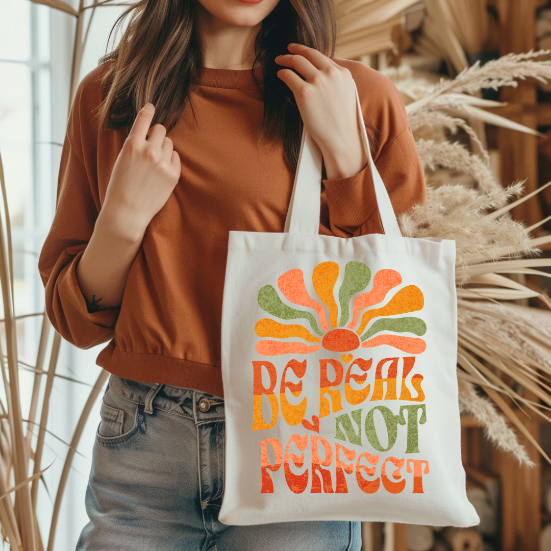 Sac fourre-tout citation positive |  bag Be Real | Style rétro