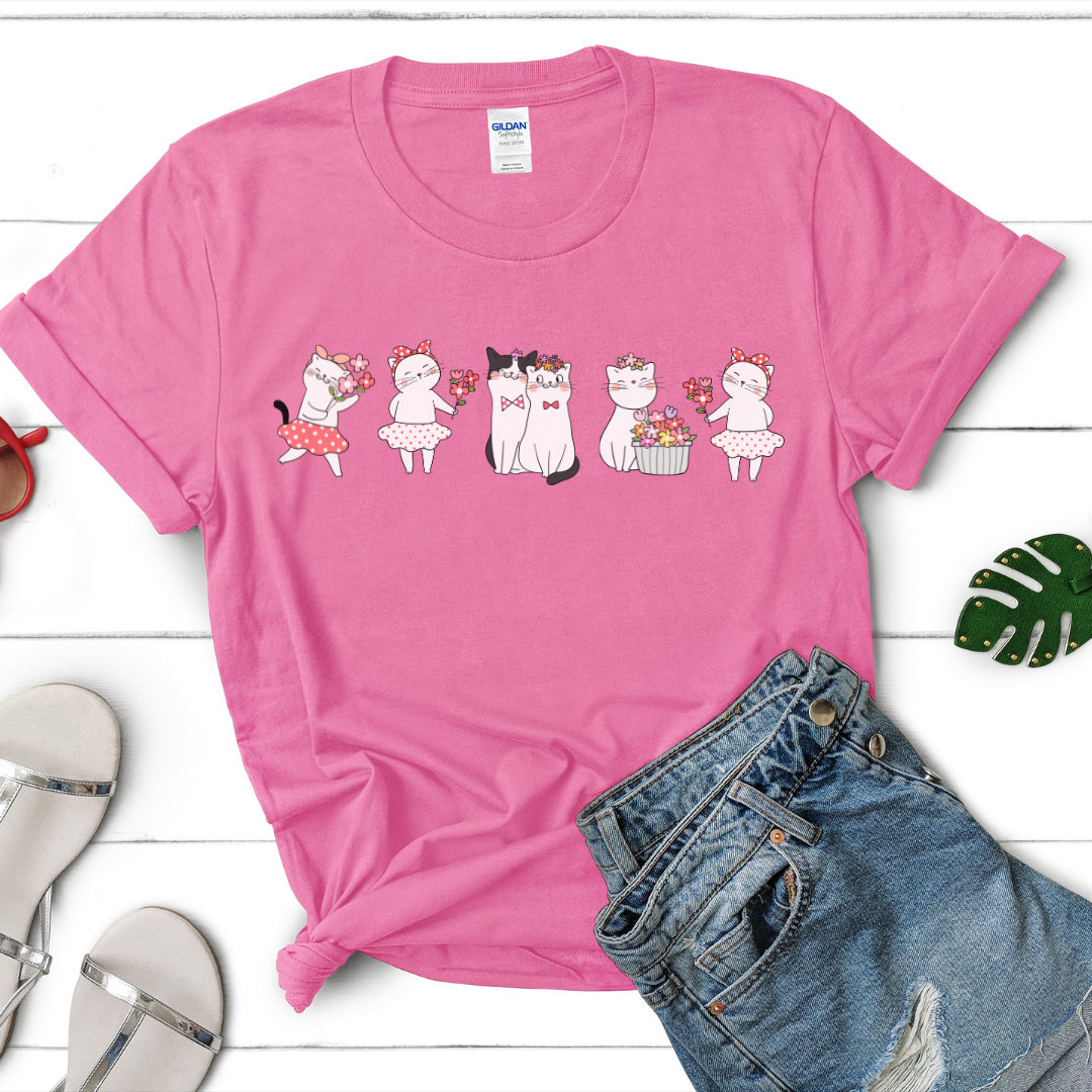 Floral Coquette cat t-shirt, gift for cat lovers