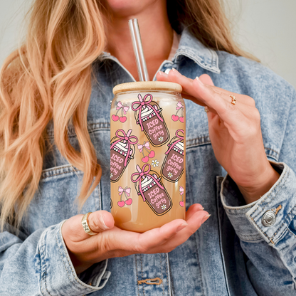 Girly Iced Coffee 16 oz Glass