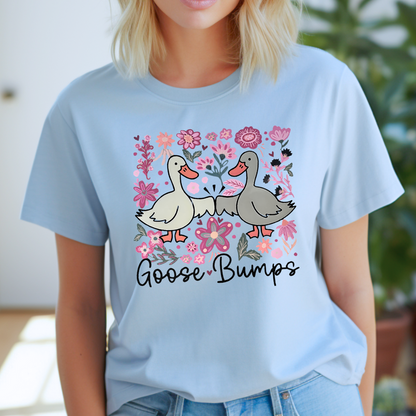 "Goose Bumps" T-shirt, Funny and cute sweater with geese and flowers