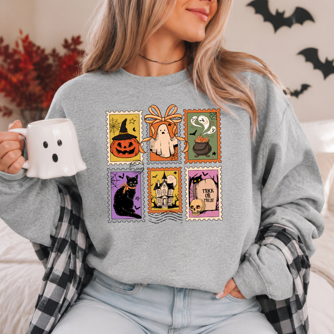 Chandail Timbres d'Halloween | Sweatshirt Vintage Spooky