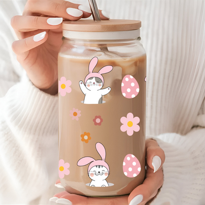 Verre à Café style Libbey can 16 oz de Pâques, design de gnomes, chats et lapin infirmière de pâques