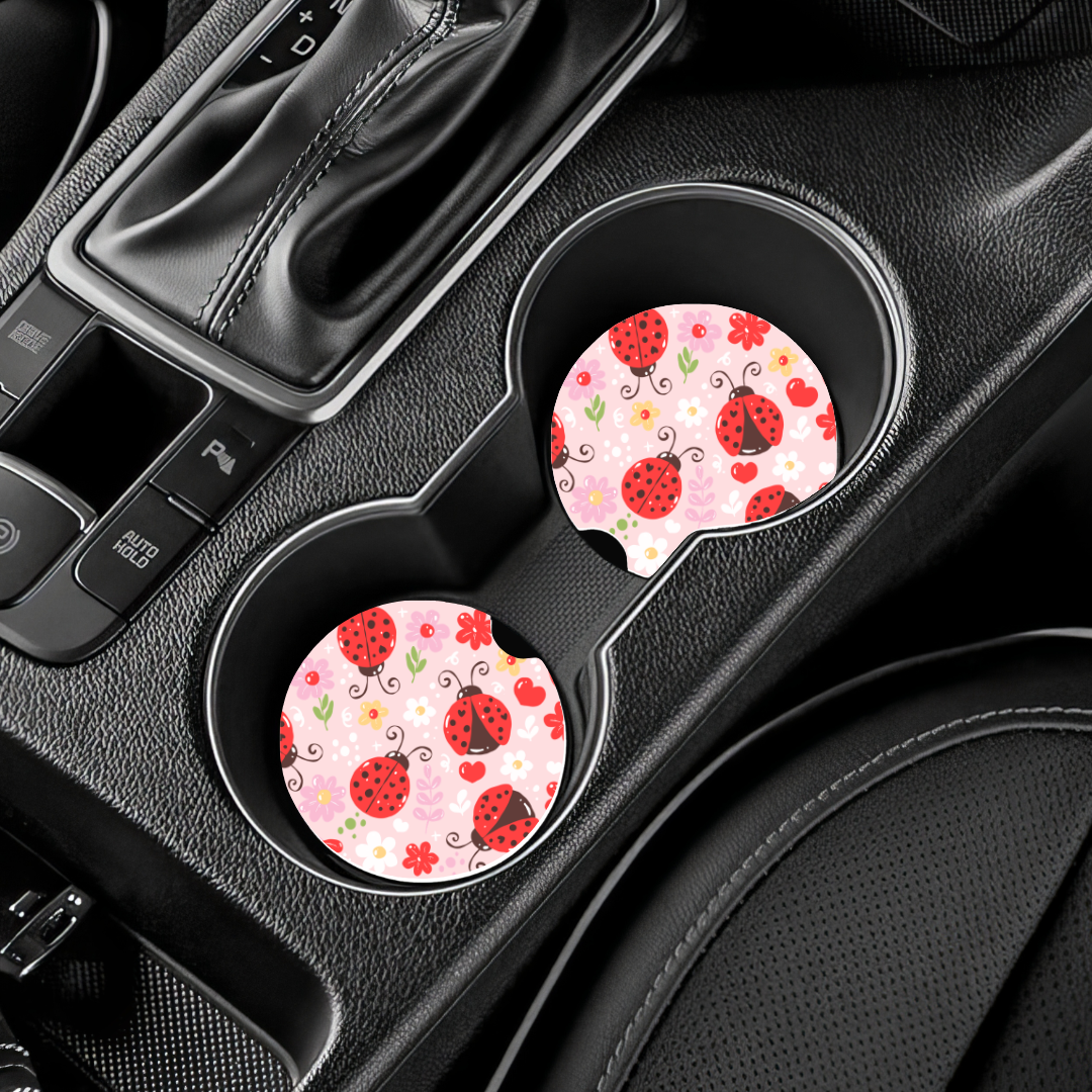 Duo de Sous-verres pour voiture - Motif coccinelles