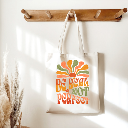 Sac fourre-tout citation positive |  bag Be Real | Style rétro