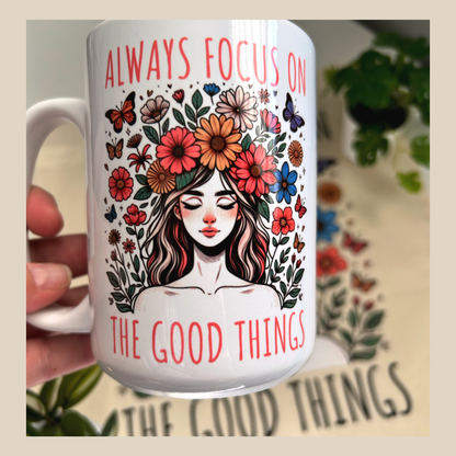 Ensemble tasse + sac fourre-tout à citation positive,  Floral, bohème, Cadeau pour elle