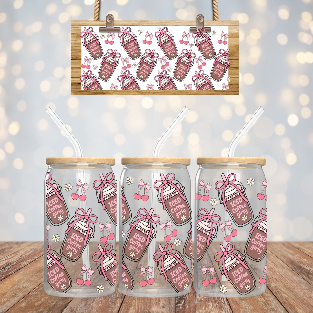 Girly Iced Coffee 16 oz Glass