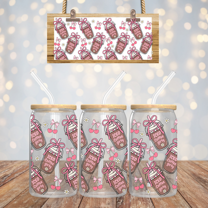 Girly Iced Coffee 16 oz Glass