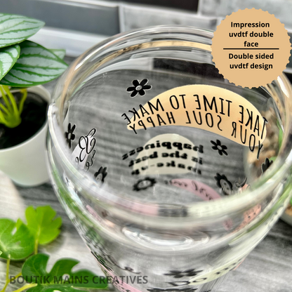 Motivational quote iced coffee mug, mental health mug, self love cup
