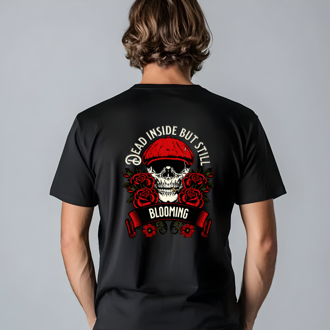 T-shirt tête de mort fumant et roses, Chandail crâne floral, Chemise sarcastique
