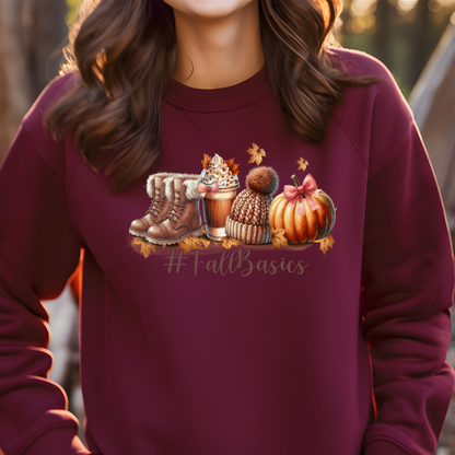 Sweatshirt les essentiels de  l'automne, Chandail café d'automne, Chemise de l'action grâce, coquette citrouilles d'automne