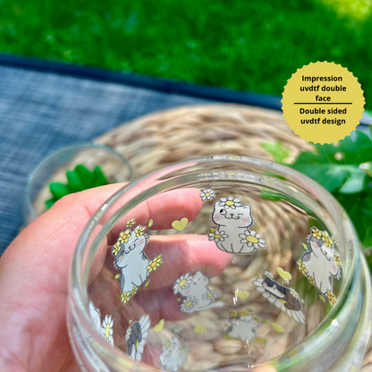 Verre à café glacé mignons chatons et fleurs, Cadeau pour amoureux des chats