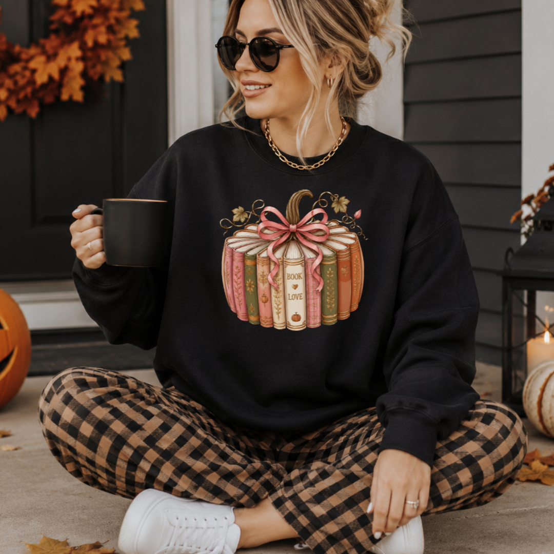 Sweatshirt ''Livres Citrouille'' | Chandail Halloween & Lecture