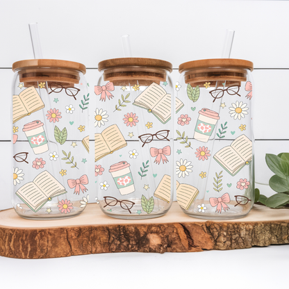 Verre à café glacé ''Lecture & café' 16 oz