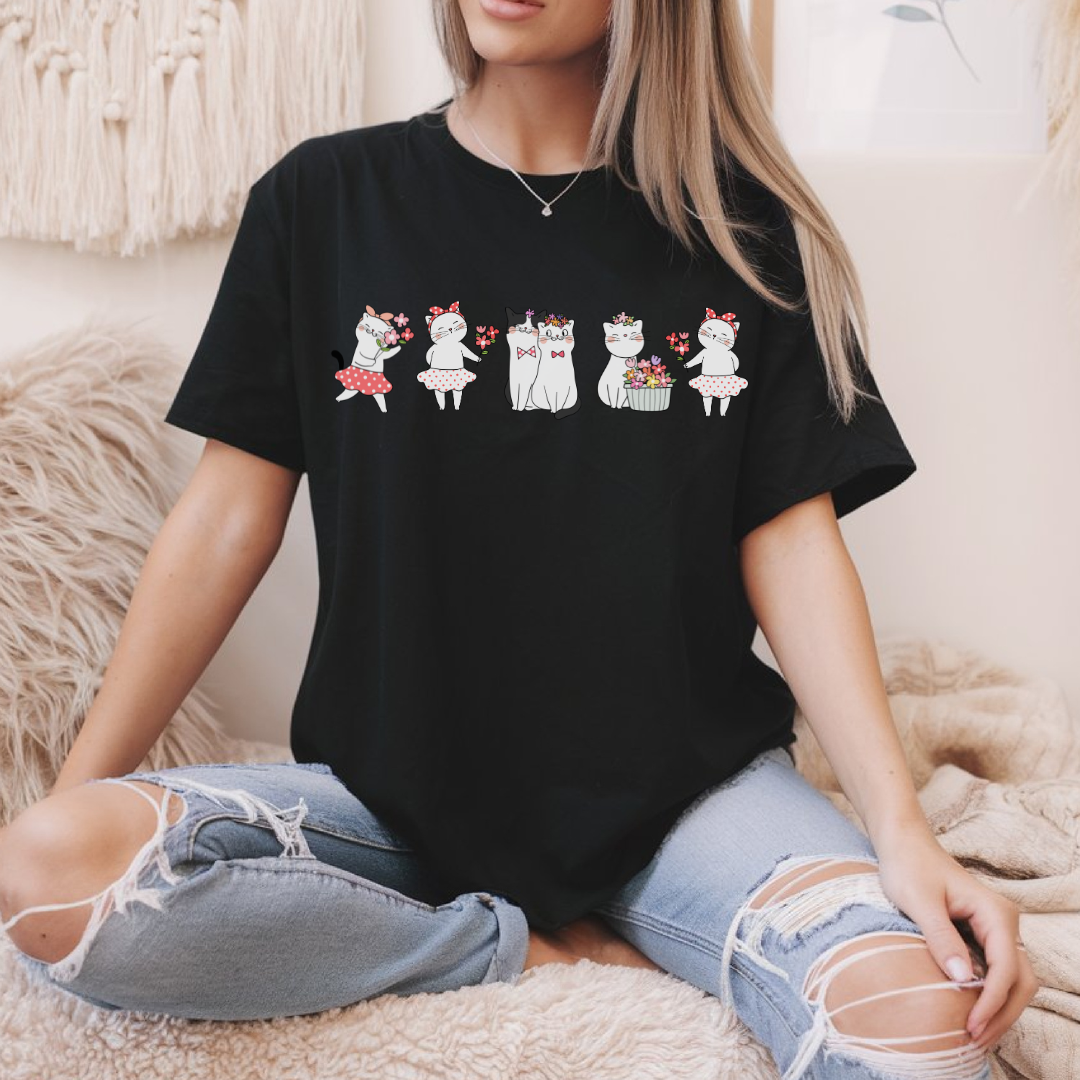 Floral Coquette cat t-shirt, gift for cat lovers