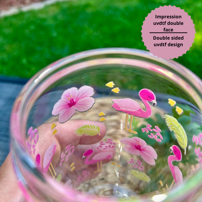 Flamingo Iced Coffee Glass Cup, Summer Coffee Glass