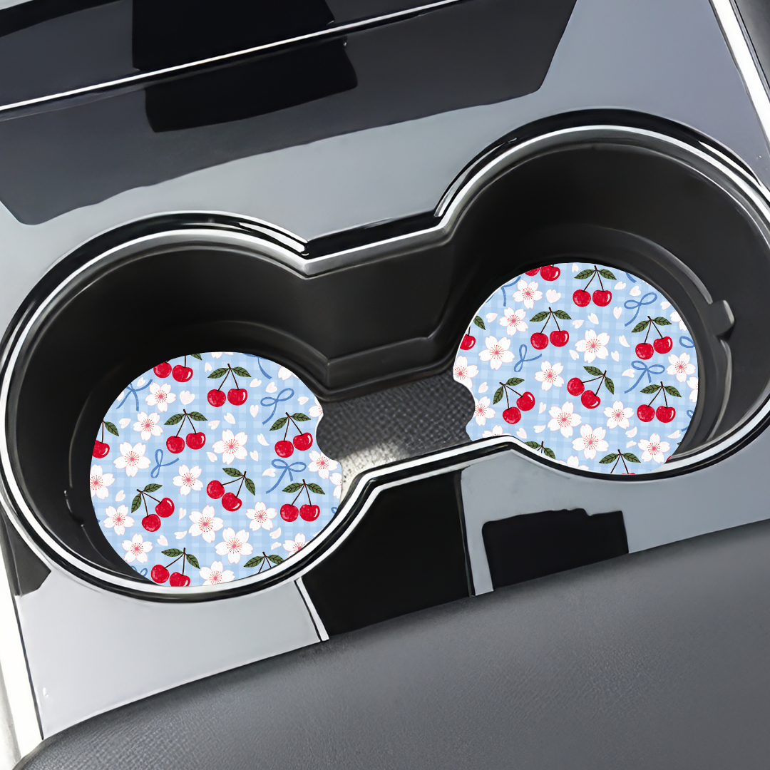 Cherry Car Coasters - Set of 2
