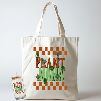 Plant Lover Tote Bag and Libbey Glass cup Set, Gift for Plant Mom