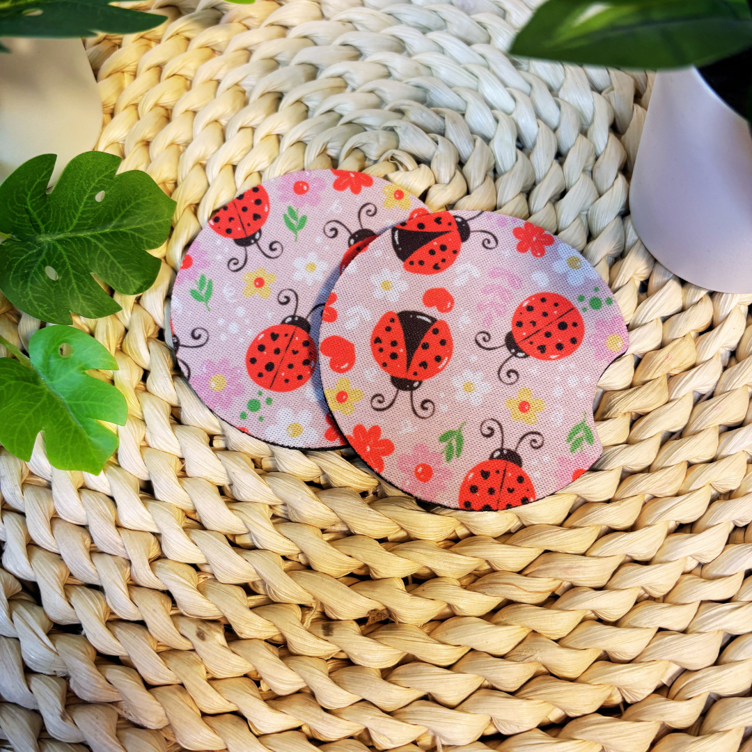 Duo de Sous-verres pour voiture - Motif coccinelles