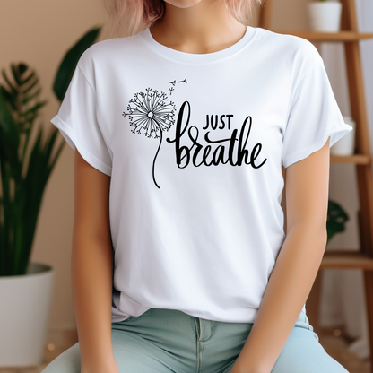 T-shirt just breathe, Chandail de Méditation- Chemise Positif et Inspirante pour le Yoga et le Bien-être Mental